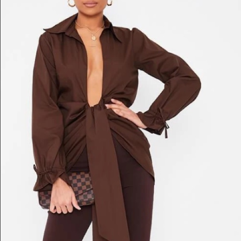 Brown Plunge Shirt